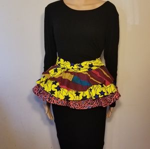 🔥🎉Dashiki Ankara  Peplum Skirt Belt🔥 NWT